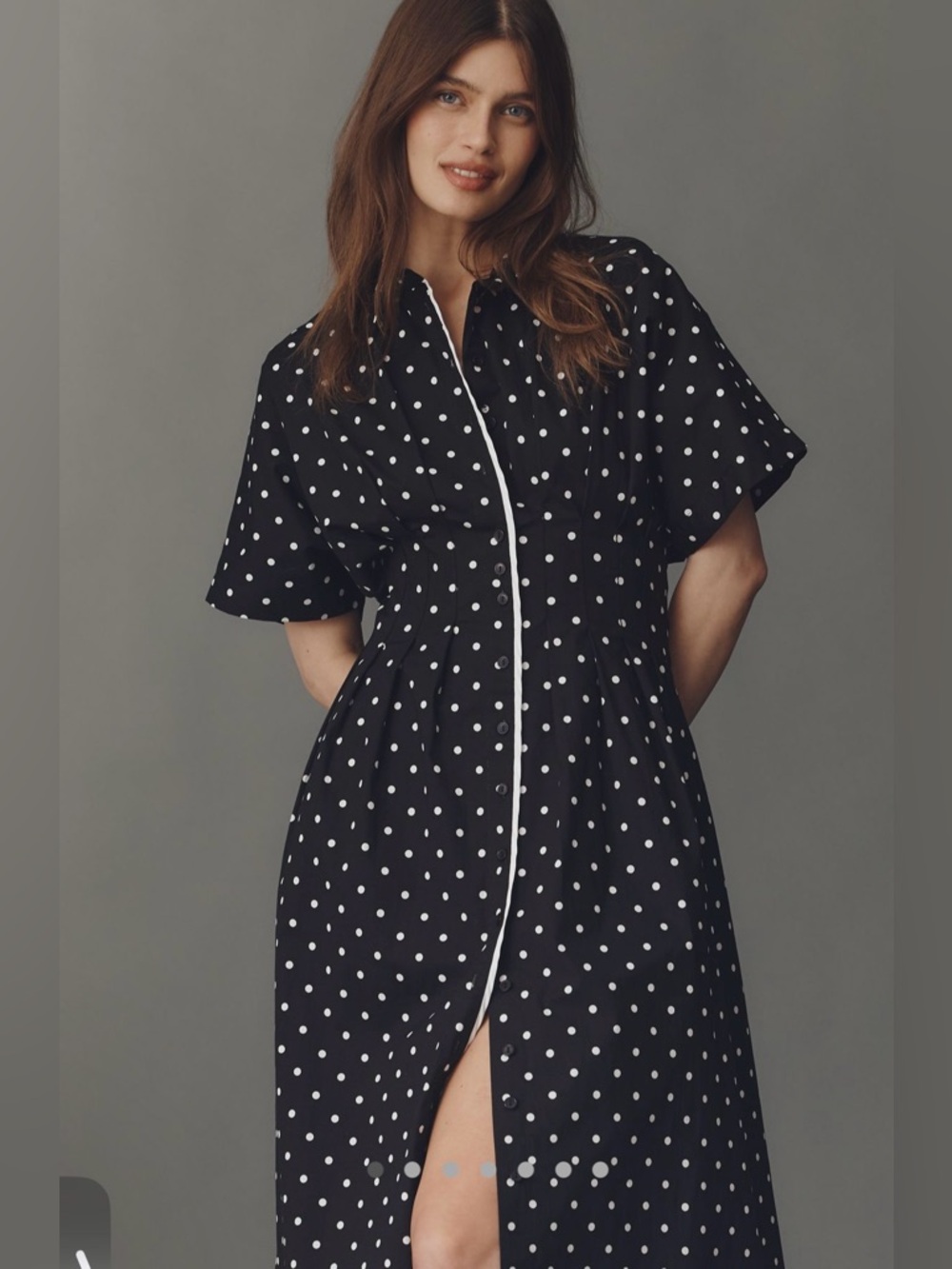 NWT Anthropologie Tobie Shirt Dress Black Polka Dot